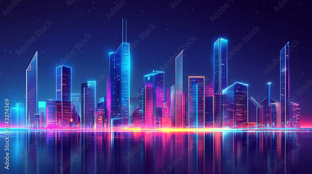 abstract ultra modern light effect of cityscape featuring sleek modern architecture illuminated by vibrant neon lights, Vibrant Futuristic City Skyline at Night with shiny and glowing neon lights. abstract ultra modern light effect of cityscape featuring sleek modern architecture illuminated by vibrant neon lights, Vibrant Futuristic City Skyline at Night with shiny and glowing neon lights.