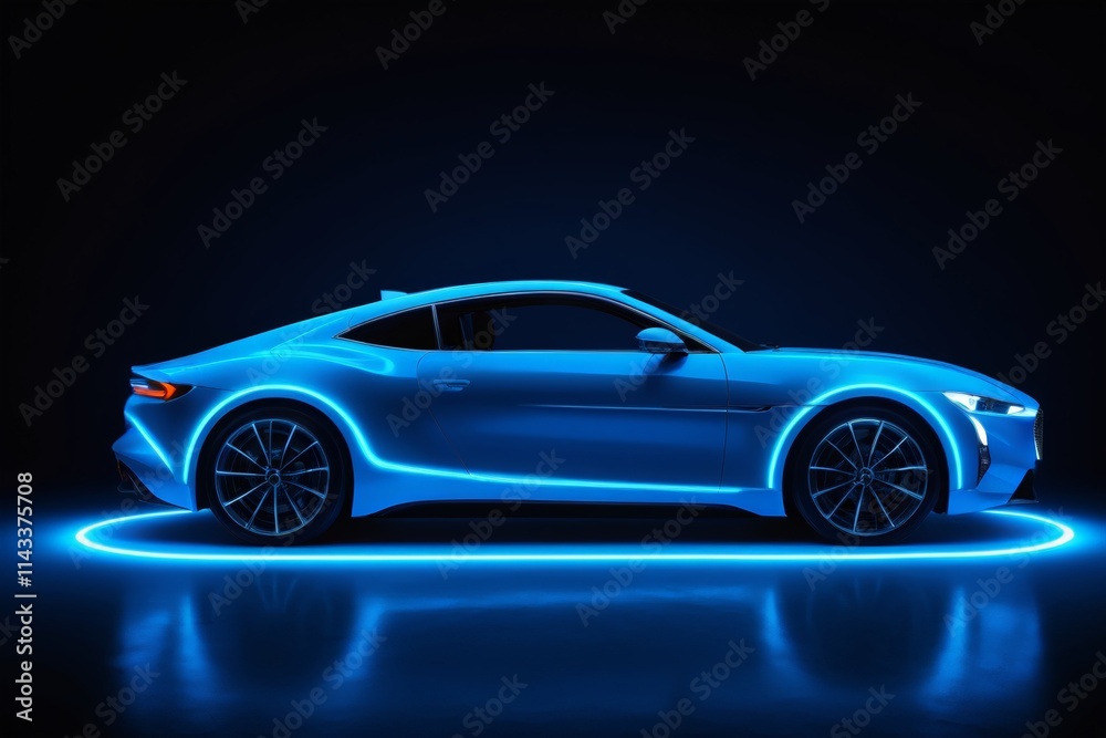 a close up of a car with a neon light on it a close up of a car with a neon light on it