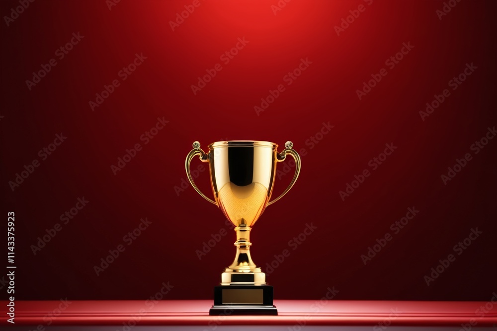 a close up of a gold trophy on a red surface a close up of a gold trophy on a red surface