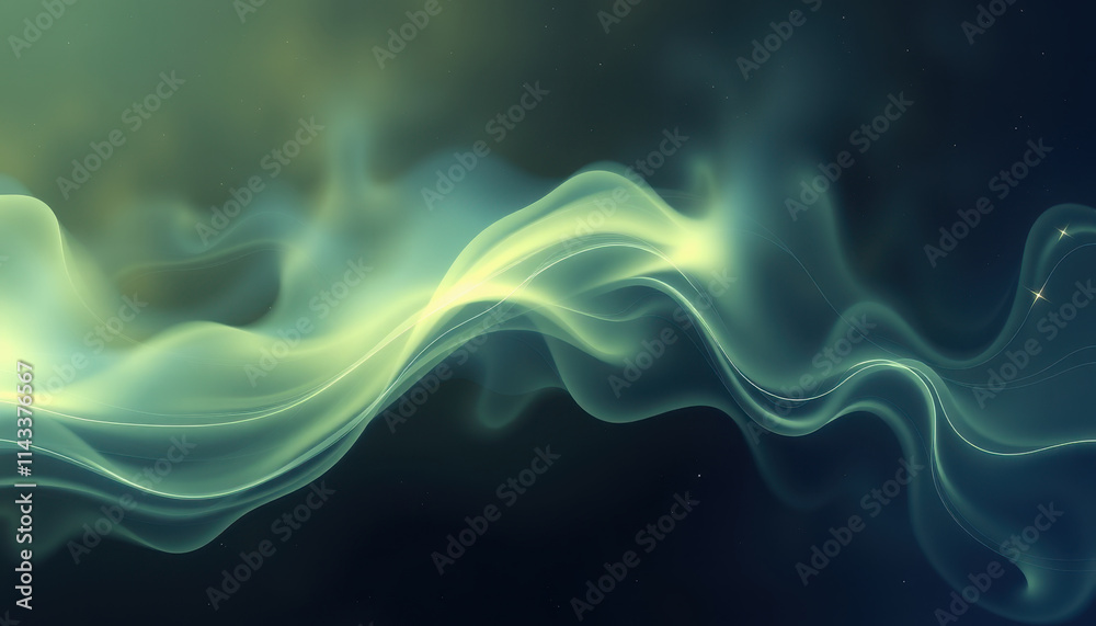 Obraz premium Abstract Green Waves Flowing Through Space