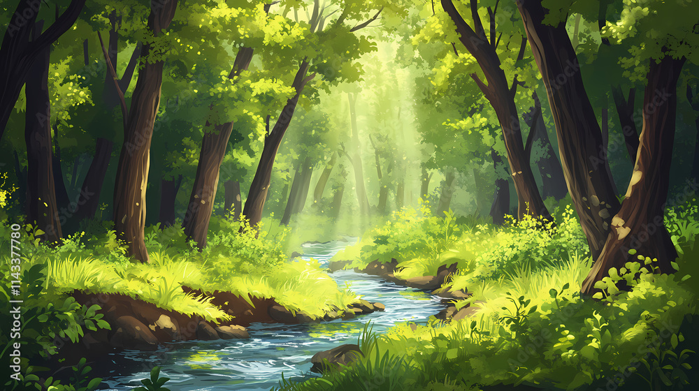 Obraz premium forest stream river