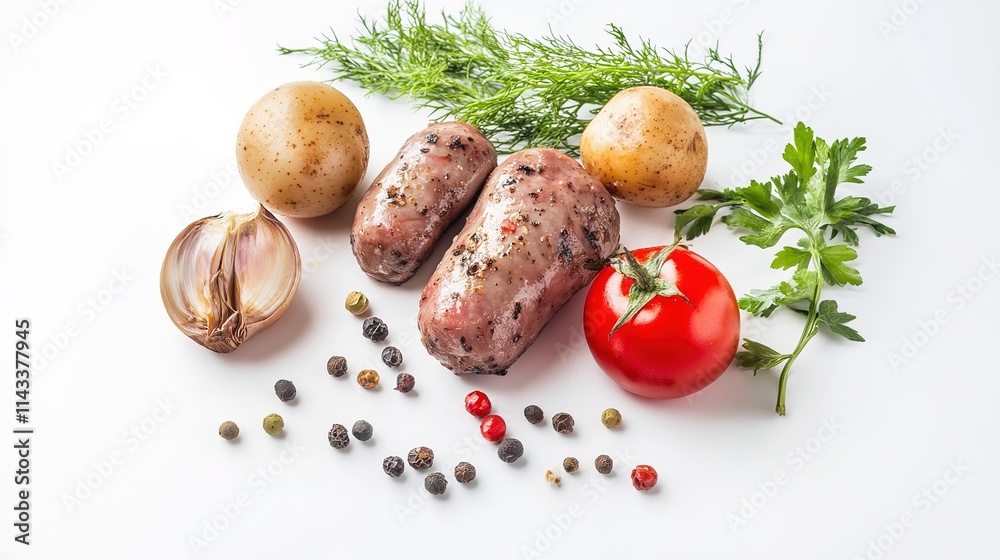 Traditional Palestinian food served on a white background, featuring a variety of authentic dishes such as hummus, falafel, tabbouleh, and stuffed grape leaves. The vibrant colors of the dishes, Traditional Palestinian food served on a white background, featuring a variety of authentic dishes such as hummus, falafel, tabbouleh, and stuffed grape leaves. The vibrant colors of the dishes,