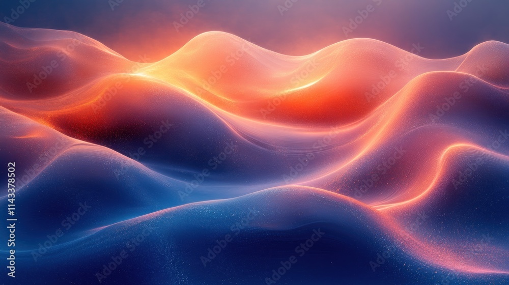 Vibrant Blue and Orange Abstract Digital Art Background with Glowing Waves of Light in a Dreamy Landscape Vibrant Blue and Orange Abstract Digital Art Background with Glowing Waves of Light in a Dreamy Landscape