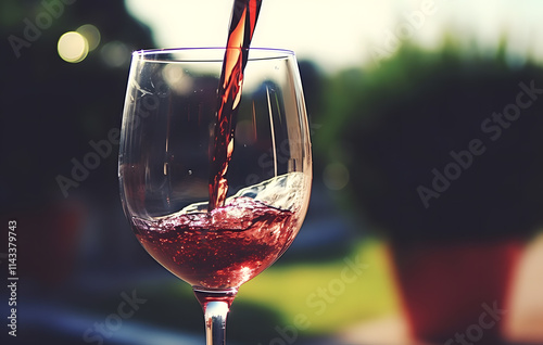 A glass of red wine was poured generously, creating a festive atmosphere.