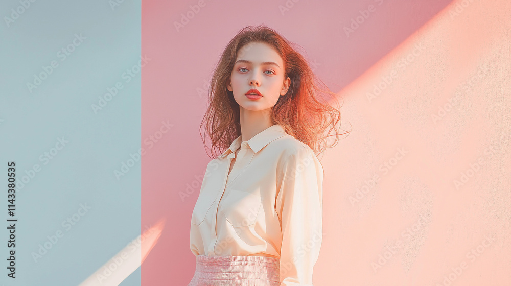 Obraz premium 女, 美しさ, ドレス, ファッション, モデル, スタジオ, 髪の毛, 人々, 笑う, うっとりさせる魅力, 人, 顔, 笑みを浮かべている, 淑女, ピンク, ブルネット, 金髪, 1, 金髪, 好色, ポーズ, 体, 優雅, サマータイム, スタイル