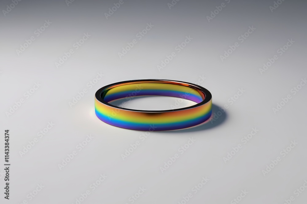 a close up of a rainbow colored ring on a white surface a close up of a rainbow colored ring on a white surface