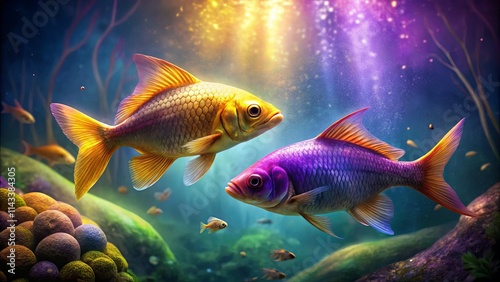 Colorful Fish Swimming in Vibrant Underwater Scene