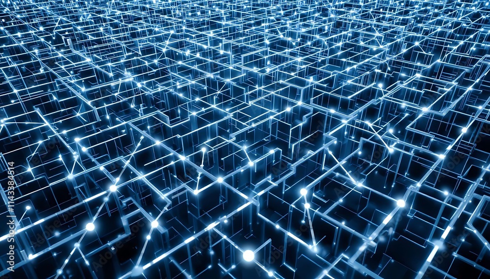 Obraz premium Cybernetic Symphony: A Glowing Grid