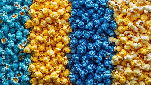 Colorful Popcorn Kernels In Blue Yellow And White