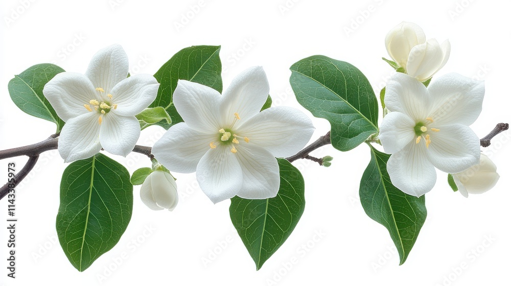 Naklejka premium beautiful jasmine flower clipart isolated on white background jasmine