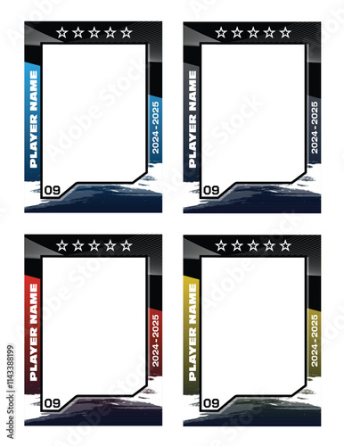 Hockey player trading card frame border template design flyer