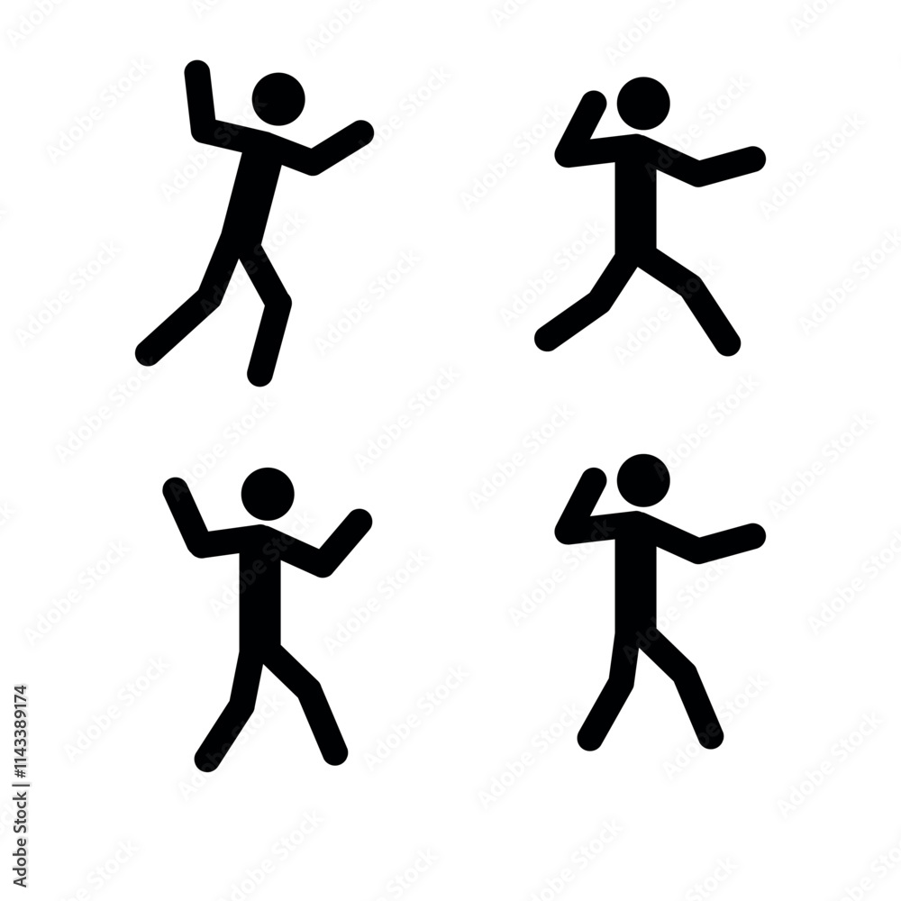 stick man, set of human figures, pictogram, isolated on a white background, healthy lifestyle, exercise