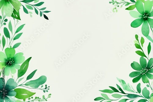 Wallpaper Mural a close up of a green floral border with leaves and flowers Torontodigital.ca