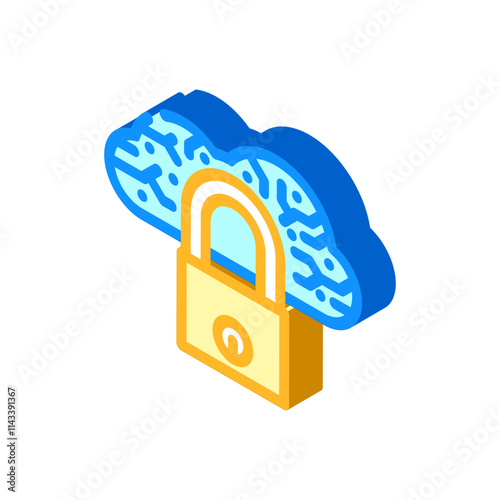 security lock cloud computing isometric icon vector. security lock cloud computing sign. isolated symbol illustration