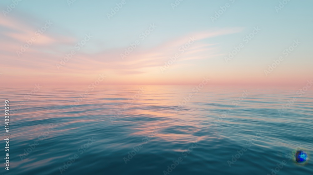 Fototapeta premium Serene Sunset Over Calm Ocean Waters with Soft Pastel Colors