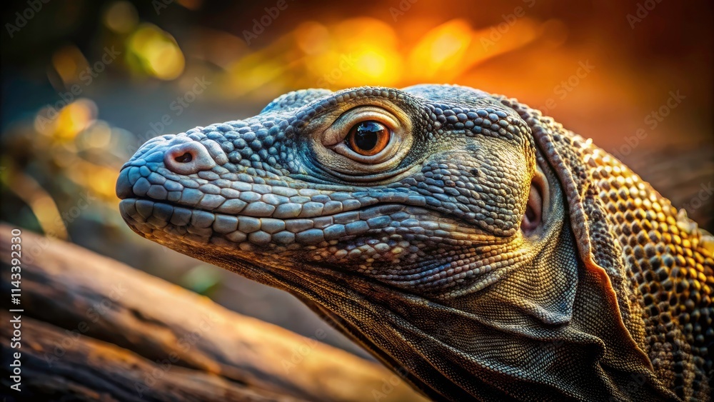 Fototapeta premium Komodo Dragon Minimalist Photography: Island Reptile, Indonesian Lizard, Wild Animal Portrait, Closeup, Minimalist Background