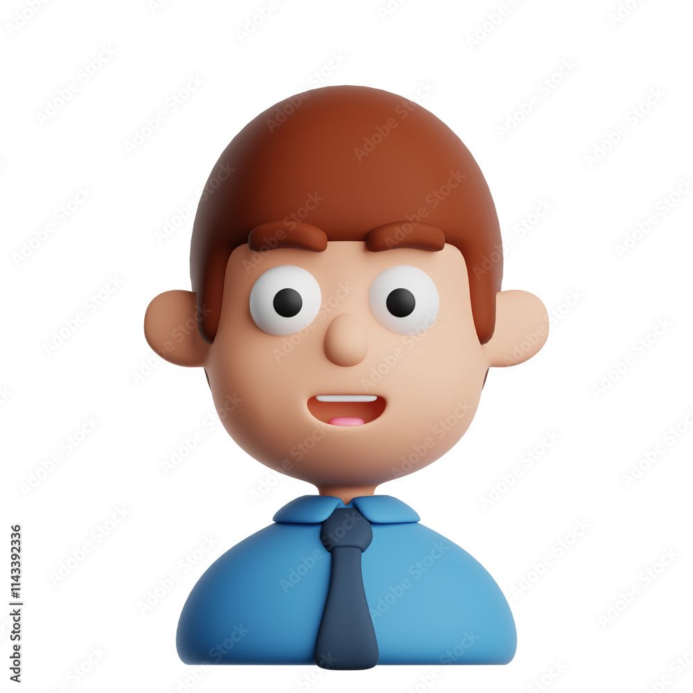 3D cartoon character man wearing blue formal wear isolated on transparent background. Businessman avatar icon. 3D cartoon character man wearing blue formal wear isolated on transparent background. Businessman avatar icon.
