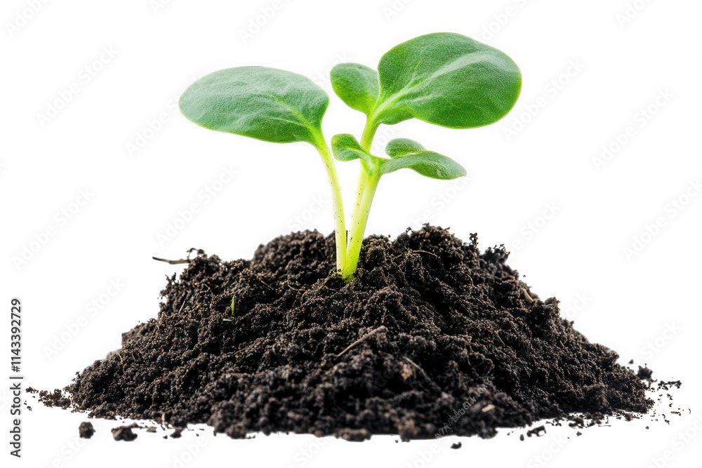 a small green plant seedling emerges from a pile of dark. rich soil. symbolizing new life. growth. and the power of nature a small green plant seedling emerges from a pile of dark. rich soil. symbolizing new life. growth. and the power of nature