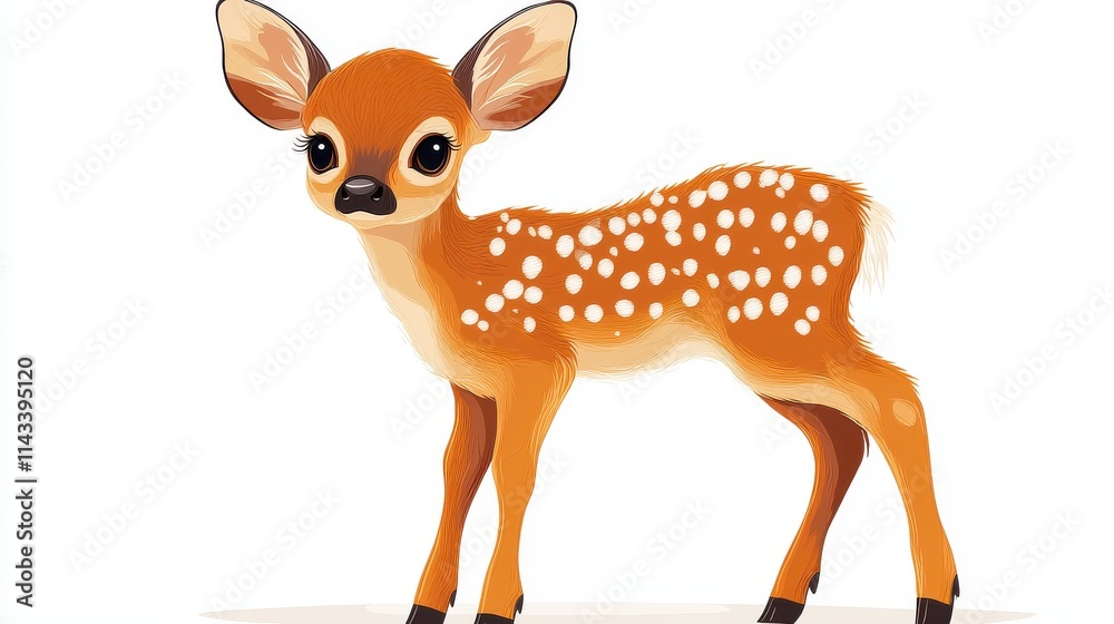 Obraz premium illustration of deer fawn isolated on white background deer fawn