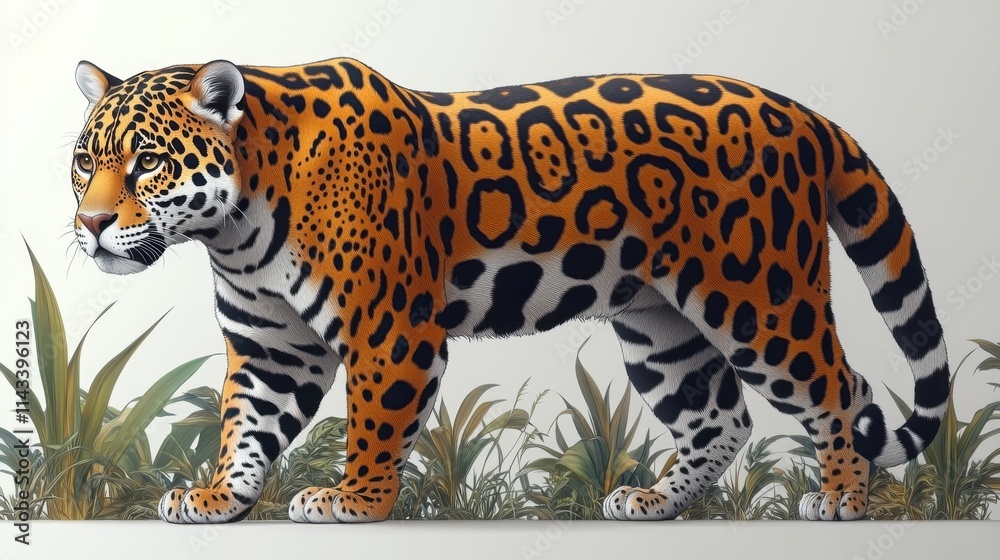 Obraz premium illustration of jaguar isolated on white background jaguar