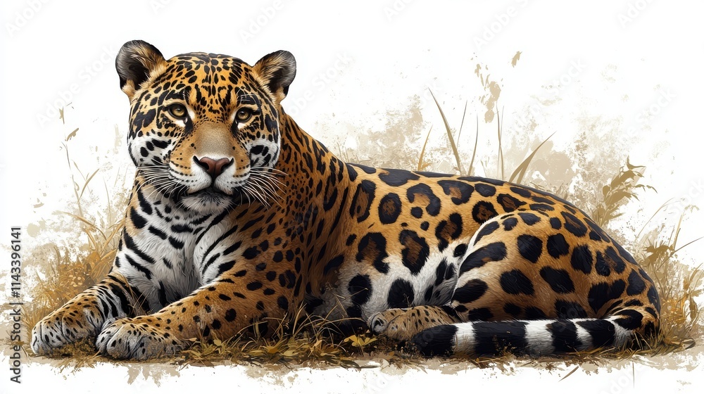 Obraz premium illustration of jaguar isolated on white background jaguar