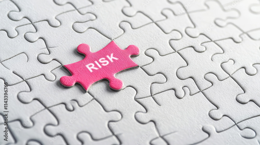 Obraz premium A puzzle with one piece labeled Risk missing, project executio