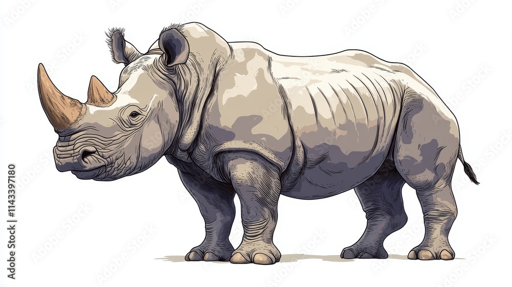 Fototapeta premium illustration of rhinoceros isolated on white background rhinoceros