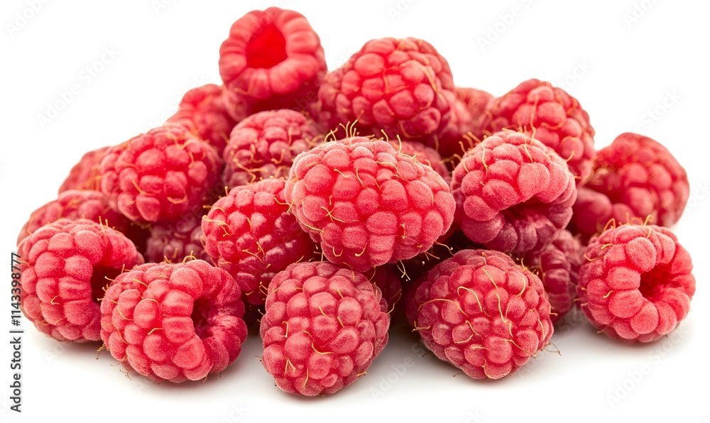 Pile of ripe red raspberries isolated on white background. Pile of ripe red raspberries isolated on white background.