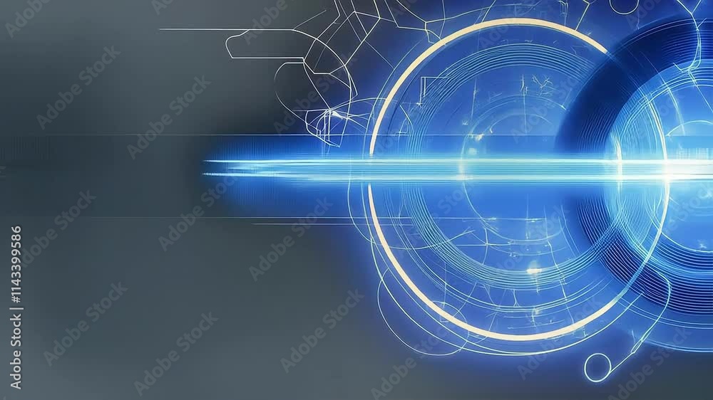 Abstract futuristic technology background with blue tones and circular patterns.