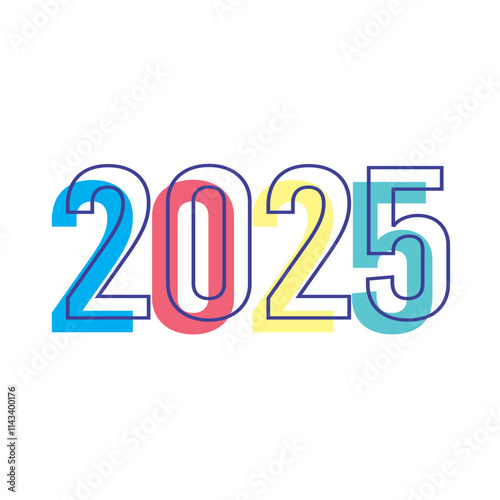 Number New Year Party 2025 Cartoon Vector Icon Illustration. People Holiday Icon Concept Isolated Premium Vector. Flat Cartoon Style