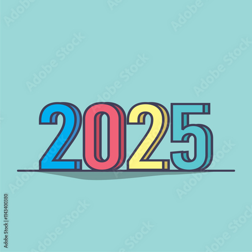 Number New Year Party 2025 Cartoon Vector Icon Illustration. People Holiday Icon Concept Isolated Premium Vector. Flat Cartoon Style