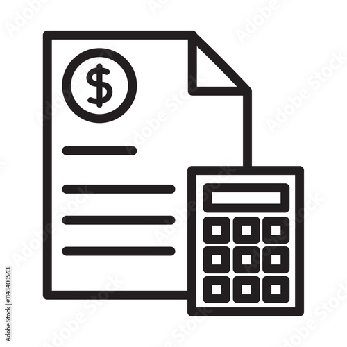 money and calculator icon line