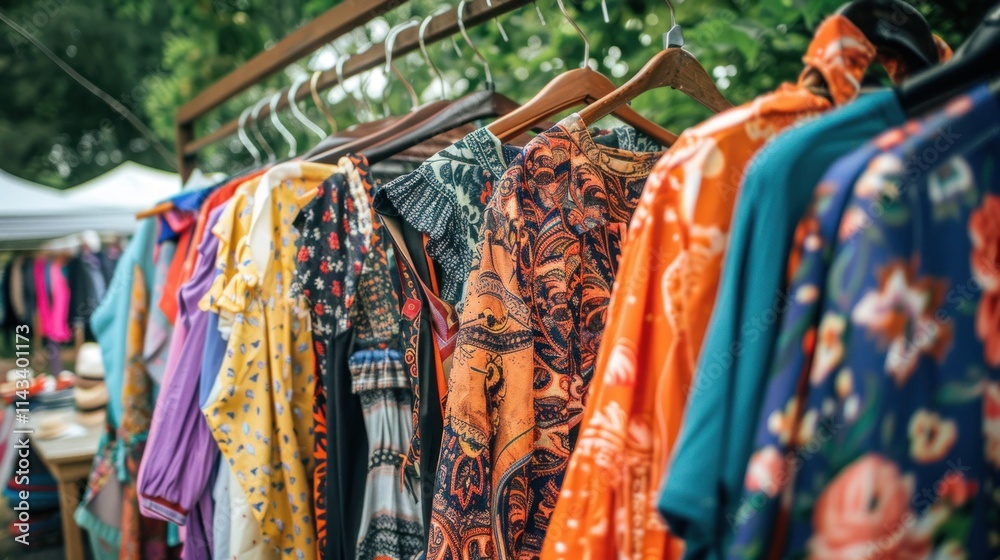 Obraz premium Summer clothes on the market, AI generated image