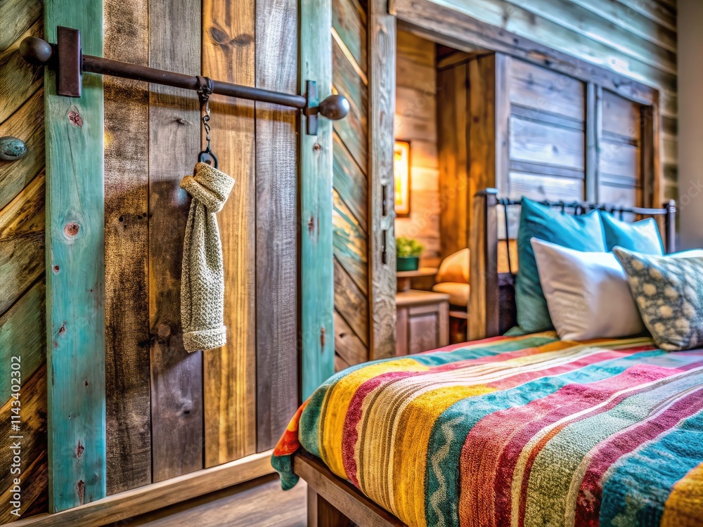 Rustic Chic Kids Bedroom, Barn Door, Macro Photography, Sliding Door, Children's Room Decor, Farmhouse Bedroom, Kids Beds, Close-up Details, Wooden Textures, Cozy Childrens Space Rustic Chic Kids Bedroom, Barn Door, Macro Photography, Sliding Door, Children's Room Decor, Farmhouse Bedroom, Kids Beds, Close-up Details, Wooden Textures, Cozy Childrens Space