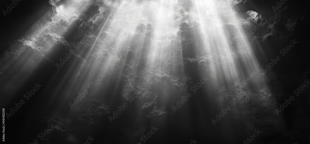 Obraz premium High Contrast Black and White Abstract Texture Soft Focus Ethereal Light Beams Mysterious Depth Graphic Design