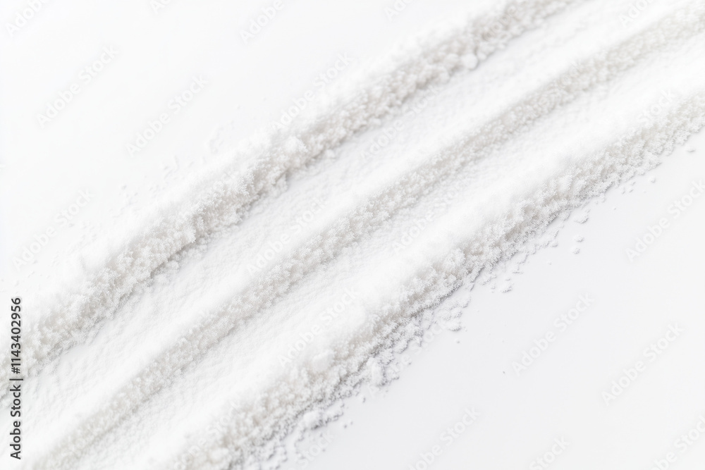 Snow trail isolated on white background, Landscape view of snow after snowplow on the road, Snow path with vehicle track. Snow trail isolated on white background, Landscape view of snow after snowplow on the road, Snow path with vehicle track.