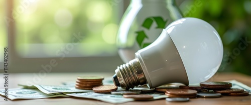 Obraz na płótnie Eco-friendly LED bulbs save you money! Switch to energy efficiency and reduce your electricity bills. Go green, save green! w salonie