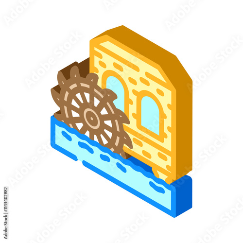 water mill industry isometric icon vector. water mill industry sign. isolated symbol illustration