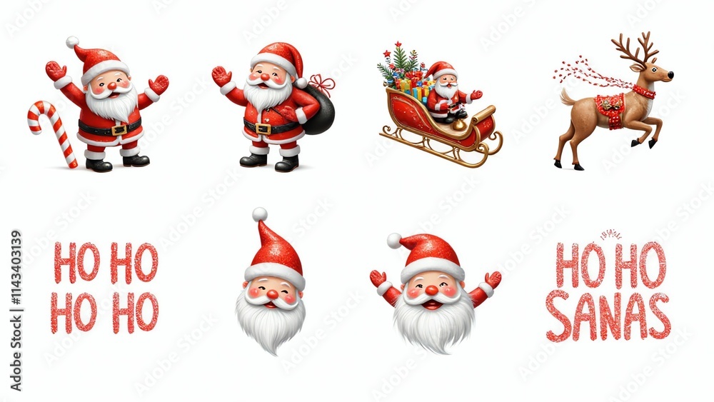 Obraz premium Joyful Santa Claus Holding a Gift at a Festive Red Door, Spreading Christmas Cheer and Magic