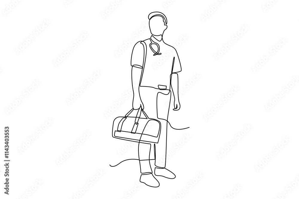 Simple continuous line draw of emergency response team attribute, emergency condition, emergency activity. Medical and Healthcare minimalist concept. Simple continuous line draw of emergency response team attribute, emergency condition, emergency activity. Medical and Healthcare minimalist concept.