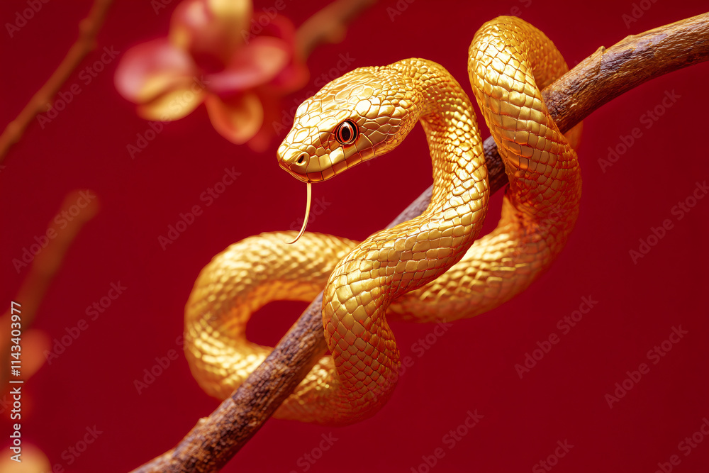 Obraz premium Gold snake 3d illustration wallpaper background