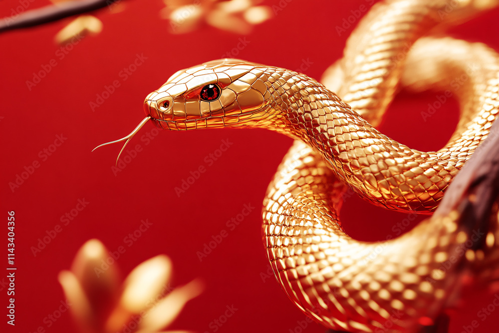 Gold snake 3d illustration wallpaper background Gold snake 3d illustration wallpaper background