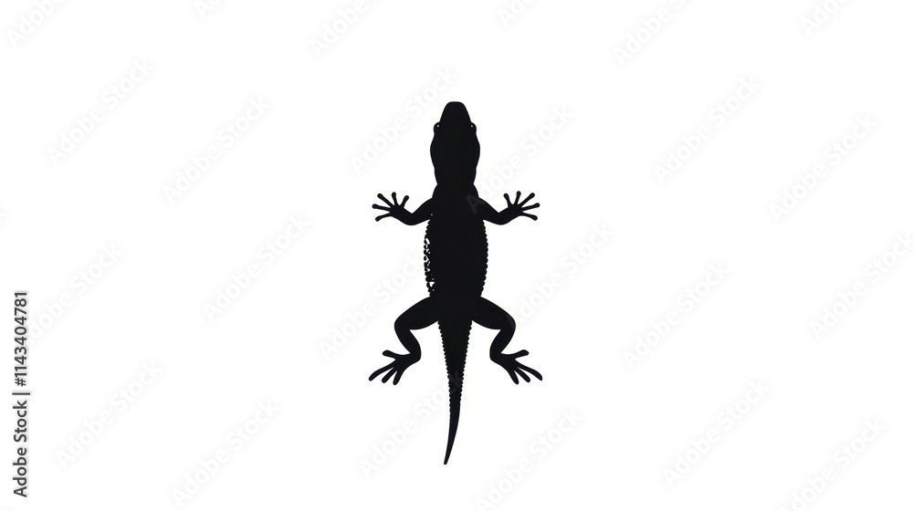 A silhouette of a lizard against a white background. A silhouette of a lizard against a white background.