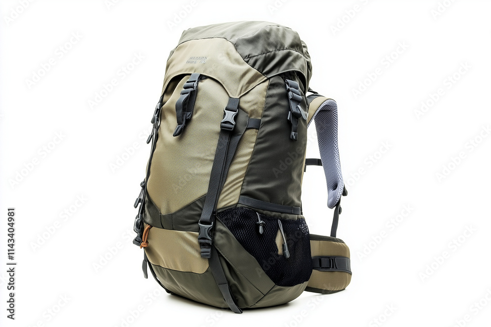Selective focus big backpack for travel isolated on white background, Backpack for backpacker on white, Exploring backpack for outdoor activity. Selective focus big backpack for travel isolated on white background, Backpack for backpacker on white, Exploring backpack for outdoor activity.