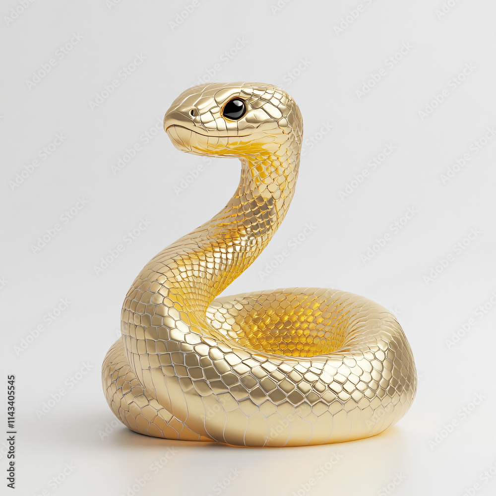 Fototapeta premium Gold snake 3d illustration wallpaper background