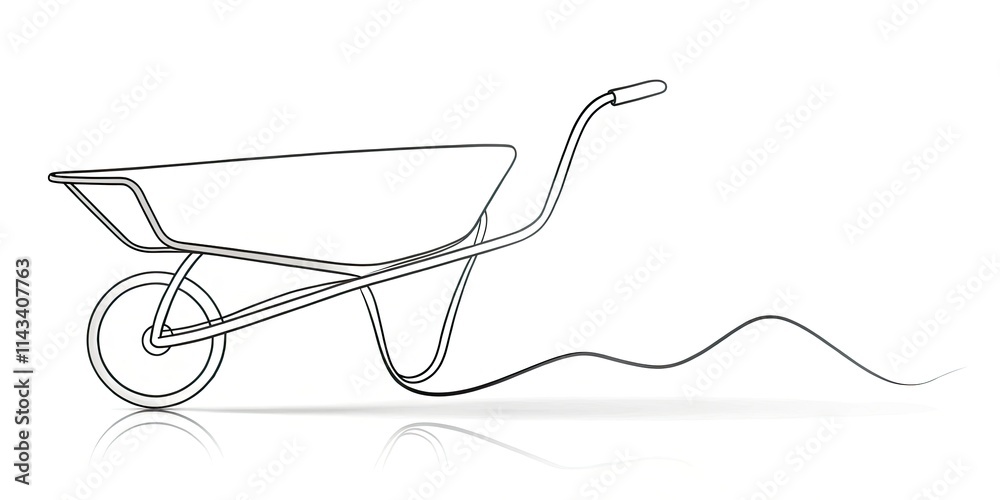 Surreal Wheelbarrow Silhouette: Continuous Line Art, Single Line Drawing, Minimalist Black and White Illustration Surreal Wheelbarrow Silhouette: Continuous Line Art, Single Line Drawing, Minimalist Black and White Illustration