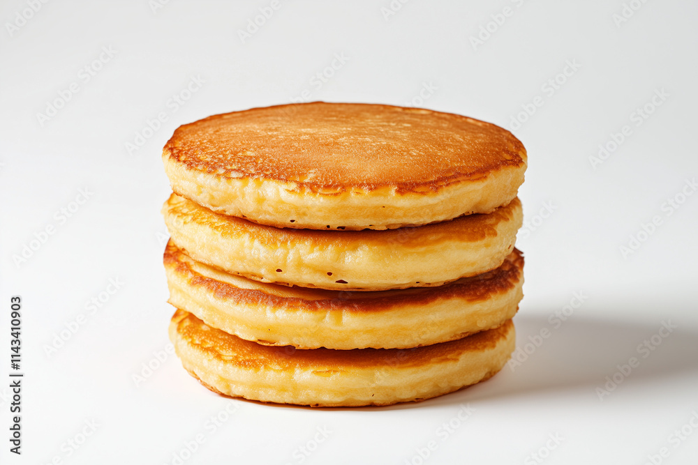 Stack of plain pancake isolated on white background, Selective focus layer of pancake on white background. Stack of plain pancake isolated on white background, Selective focus layer of pancake on white background.