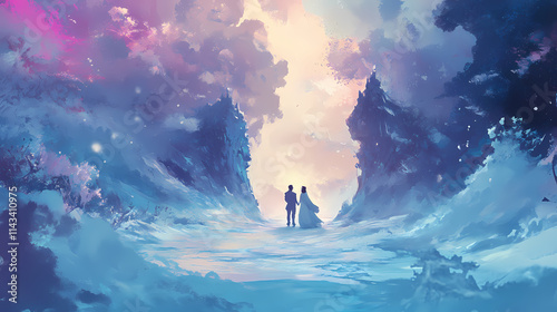 Chronos frozen embrace: a temporal odyssey. temporal. illustration. Chronos. Illustration
