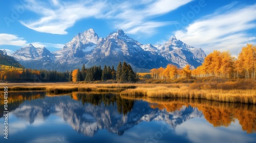 Autumnal Mountain Reflection, Grand Teton National Park