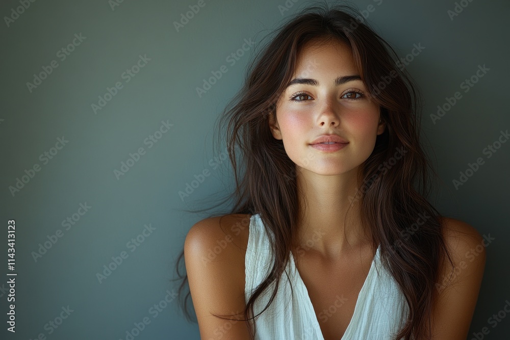 Woman in White Blouse Smiling During Exercise Stretching in Studio Woman in White Blouse Smiling During Exercise Stretching in Studio